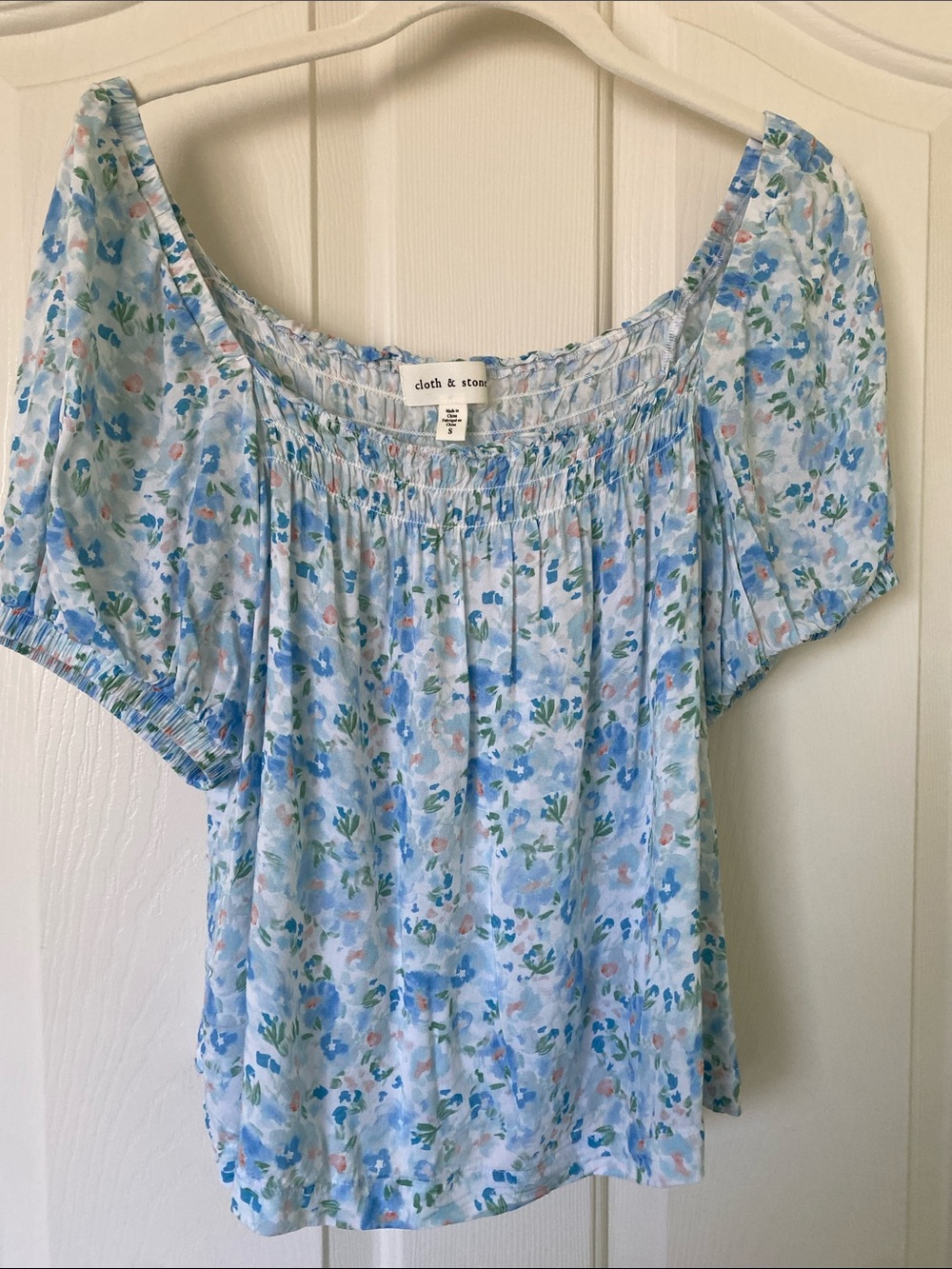 cloth & stone Light Blue Floral Off-Shoulder Blouse